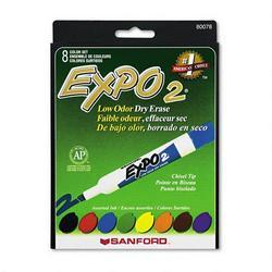 Faber Castell/Sanford Ink Company EXPO® Low Odor Dry Erase Markers, Eight-Color Set, Chisel Tip (SAN80078)