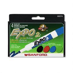 Faber Castell/Sanford Ink Company EXPO® Low Odor Dry Erase Markers, Four-Color Sets, Chisel Tip (SAN80074)