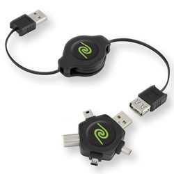 Retrak / Emerge Emerge Technologies Retractable USB 2.0 Cable with Multi-Tip Adapter ETCABLESTAR