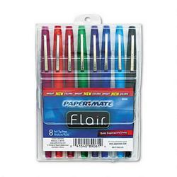 Faber Castell/Sanford Ink Company Flair® Felt Tip Pen, 8-Color Set, Nonrefillable, 1.1mm Point, Assorted Colors (PAP89061)