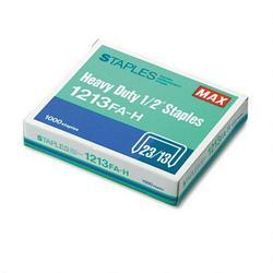 Max Usa Corp. Flat Clinch Heavy-Duty Staples for MXBHD12F, 1/2 , 1,000 Box (MXB1213FAH)