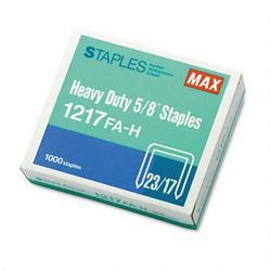 Max Usa Corp. Flat-Clinch Heavy-Duty Staples for MXBHD12F, 5/8 , 1,000 Box (MXB1217FAH)