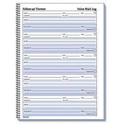 Rediform Office Products Follow-Up™ Voice Mail Log Book, 10-5/8x8, Wirebound, 500 Msgs, 50 Pgs (RED51114)