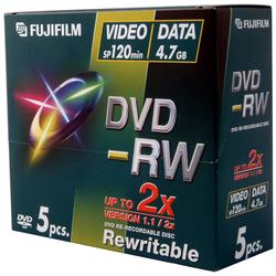 Fuji Fujifilm 2x DVD-RW Media - 4.7GB - 5 Pack (25322005)