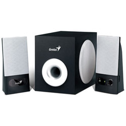 Genius SW-F2.1 500 Black, 12W, 110V-US. 12 Watts 3-piece Speaker System