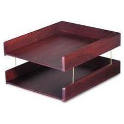 Carver Wood Products Genuine Hardwood Double Desk Tray, Letter Size, Mahogany Finish (CVR02213)