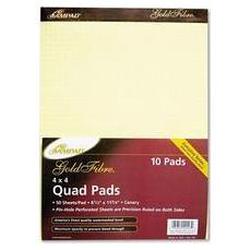 Ampad/Divi Of American Pd & Ppr Gold Fibre® Canary Quadrille Perf-Top Pad, 8-1/2x11-3/4, 4 Squares/Inch, 50/Pad (AMP22143)