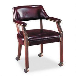 HON 6552NEJ62 Meadowbrook Mobile Guest Arm Chair, 6550 Series, Open-Sided Arms, Wood Accents, Nailhe