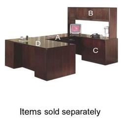 HON 92000 Series Left Pedestal Credenza - 29.5 Height x 72 Width x 24 Depth - 2 Drawer - Single Pedestal on Left Side - Double Radius Edge - Wood - Mahogany