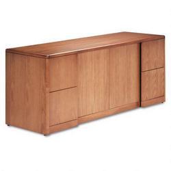 HON 92742MM Credenza With Doors, 92000 Series, Full Height Pedestals, 4 File Drawers, Laminated, Med