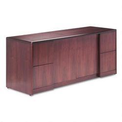 HON 92742NN Credenza With Doors, 92000 Series, Full Height Pedestals, 4 File Drawers, Laminated, Mah