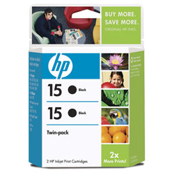 HEWLETT PACKARD - LASER JET TONERS HP No. 15 Black Inkjet Print Cartridge, Twinpack Model C6653FN#140