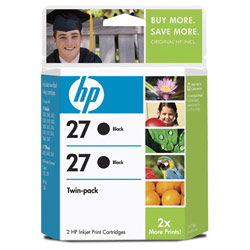 HEWLETT PACKARD - LASER JET TONERS HP No. 27 Black Inkjet Cartridges, Twinpack Model C9322FN#140