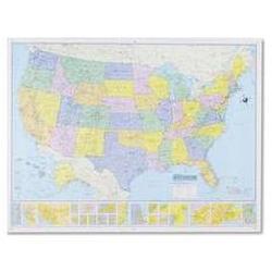 American Map Company Hammond Deluxe Laminated Rolled U.S. Political Map, 50w x 38h (AMM714883)