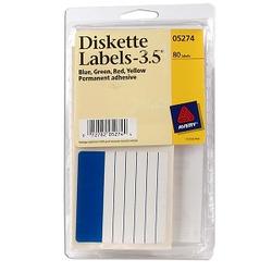 Avery-Dennison Handwritable Color-Coded Diskette Labels, 4 x 6 sheets, Assorted Colors (AVE05274)