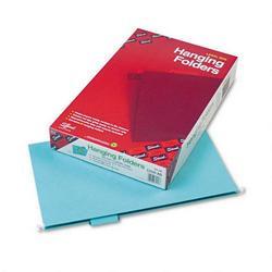 Smead Manufacturing Co. Hanging Folders, Recycled, Legal Size, Aqua, Color-Matched 1/5 Cut Tabs, 25/Box (SMD64158)