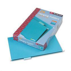 Smead Manufacturing Co. Hanging Folders, Recycled, Legal Size, Teal, 1/5 Cut Blue Tabs, 25/Box (SMD64174)