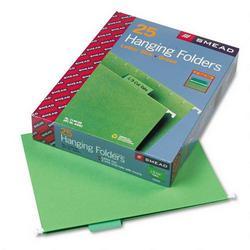 Smead Manufacturing Co. Hanging Folders, Recycled, Letter, Bright Green, Color-Matched 1/5 Tabs, 25/Box (SMD64061)