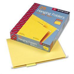 Smead Manufacturing Co. Hanging Folders, Recycled, Letter Size, Yellow, Color-Matched 1/5 Tabs, 25/Box (SMD64069)