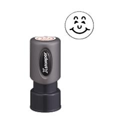 Shachihata Inc. U.S.A. Happy Face Round Ink Stamp, 5/8 , Red (SHA11303)
