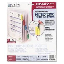 C-Line Products, Inc. Heavy-Gauge Clear Poly Sheet Protector Set with 5 Colored Index Tabs & Inserts (CLI05550)