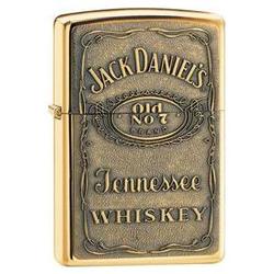 Zippo High Polish Brass, Jack Daniel's Label, Brass Emblem
