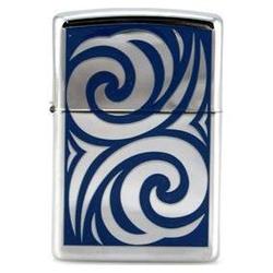 Zippo High Polish Chrome, Colbalt Curl