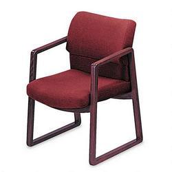 HON Hon 2403NAB62 Sled Base Guest Chair, 2400 Series, Burgundy Fabric, Mahogany Frame