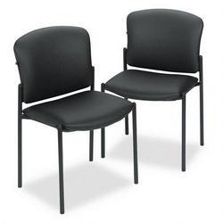 HON Hon 4073EE11T Pagoda Fan Back Armless Stacking Chair, Black Vinyl, Carton of 2