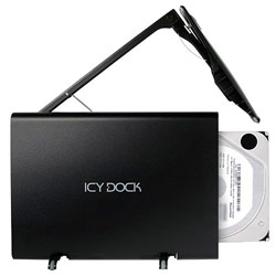Icy Dock ICY DOCK MB664US-1SB Screw-less 3.5 SATA to eSATA & USB 2.0 Aluminum Tray-less External Hard Drive Enclosure - Matte Black