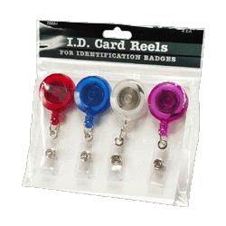 Baumgarten's ID Card Reel With Belt Clip,Translucent, 4/Pack, Assorted (BAU68884)