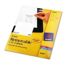 Avery-Dennison ID Laser/Inkjet Labels,Removable,3-1/3 x4 ,150/Pack,White (AVE06464)