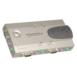 IOGEAR MiniView GCS14 KVM Switch - 4 x 1 - 4 x mini-DIN (PS/2) Keyboard, 4 x mini-DIN (PS/2) Mouse, 4 x HD-15 Video