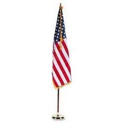 Advantus Corporation Indoor 3'x5' U.S. Flag, 8-ft. Oak Staff, 2 Gold Fringe, 5 Goldtone Eagle Top (AVTMBE031400)