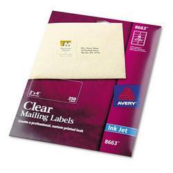 Avery-Dennison Ink Jet Labels, Clear, Mailing, 2 x4 , 250/Pack (AVE08663)