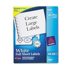 Avery-Dennison Ink Jet Labels, Full Sheet, 8-1/2 x11 ,100/BX, White (AVE08465)