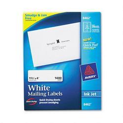 Avery-Dennison Ink Jet Labels, Mailing, 1-1/3 x4 ,1400/BX, White (AVE08462)