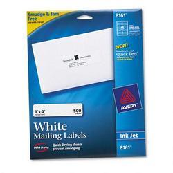 Avery-Dennison Ink Jet Labels, Mailing, 1 x 4 , 500/BX, White (AVE08161)