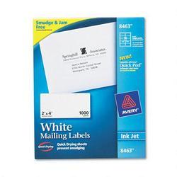 Avery-Dennison Ink Jet Labels, Mailing, 2 x4 , 1000/BX, White (AVE08463)