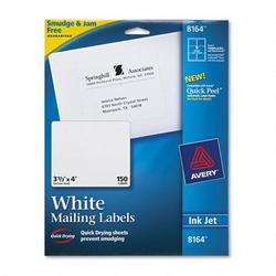 Avery-Dennison Ink Jet Labels, Mailing, 3-1/3 x4 , 150/BX, White (AVE08164)