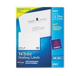 Avery-Dennison Ink Jet Labels, Mailing, 3-1/3 x4 , 600/BX, White (AVE08464)
