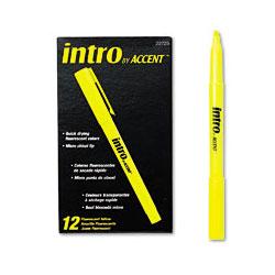 Faber Castell/Sanford Ink Company Intro by Accent® Highlighter, Fluorescent Yellow, Dozen (SAN22725)