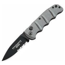 Boker Kal74, Push Button, Olive Drab Handle, Black Blade, Comboed