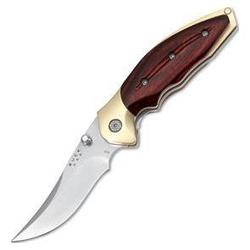 Buck Kalinga Pro Folder, Rosewood Handle, Plain, Leather Sheath