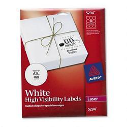 Avery-Dennison Large Round Laser Labels, 2-1/2 Diameter, 300/Pack, White (AVE05294)