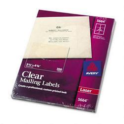 Avery-Dennison Laser Labels, Clear, Mailing,3-1/3 x4-1/8 , 300/BX (AVE05664)