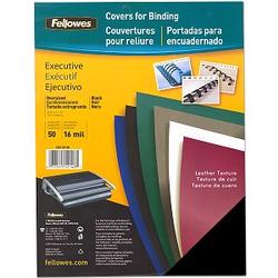 Fellowes Manufacturing Leather Texture Executive Binding Covers, Black, 11-1/4 x 8-3/4 , 50/Pack (FEL52146)
