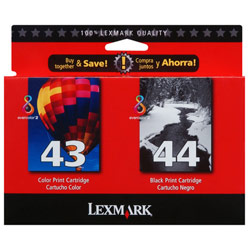 LEXMARK SUPPLIES Lexmark No. 43/44 Twin Pack High Yield Black and Color Ink Cartridge - Black, Color