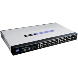 LINKSYS GROUP, INC. Linksys SLM224G4S Gigabit Smart Switch - 2 x SFP (mini-GBIC) - 24 x 10/100Base-TX LAN, 2 x 10/100/1000Base-T