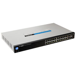 LINKSYS GROUP INC. Linksys SLM224P Smart Gigabit Ethernet Switch - 24 x 10/100Base-TX LAN, 2 x 10/100/1000Base-T LAN